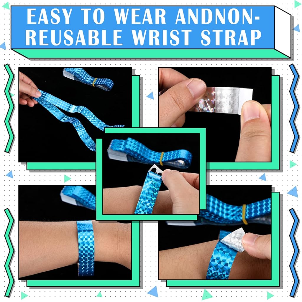 HASTHIP® Paper Wristbands Neon Wrist Bands, Blue HASTHIP® Paper Wristbands Neon Wrist Bands, Blue